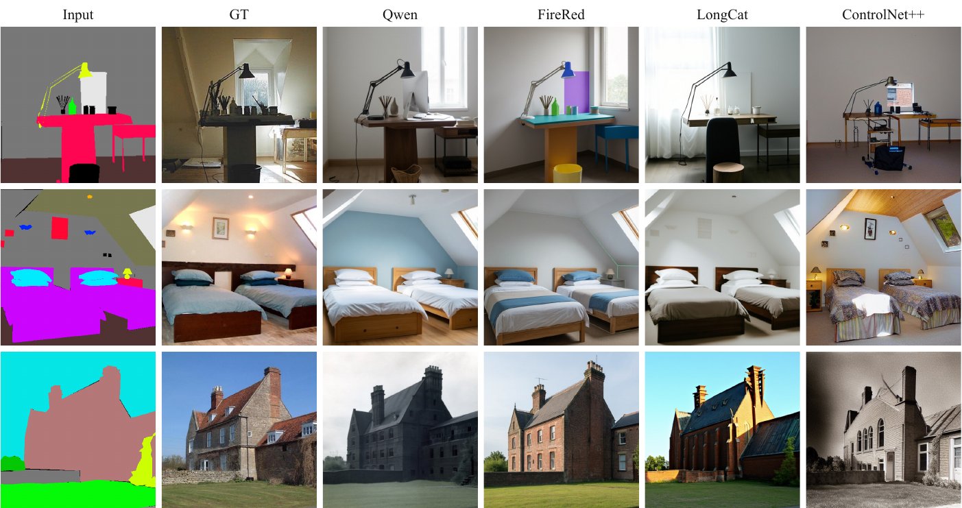 Qualitative semantic segmentation map conditioned generation on ADE20K.